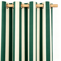 Deep Emerald and Muted Ivory Tailored Stripe Grommet Curtain Panel