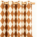 Warm Terracotta and Muted Ivory Harlequin Grommet Curtain Panel
