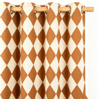 Warm Terracotta and Muted Ivory Harlequin Grommet Curtain Panel