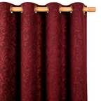 Deep Burgundy Vintage Damask Grommet Curtain Panel