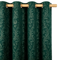 Deep Emerald Vintage Damask Grommet Curtain Panel