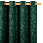 Deep Emerald Vintage Damask Grommet Curtain Panel