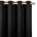 Deep Onyx Vintage Damask Grommet Curtain Panel