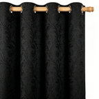 Deep Onyx Vintage Damask Grommet Curtain Panel