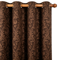 Rich Espresso and Warm Taupe Vintage Damask Grommet Curtain Panel