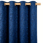 Deep Navy Vintage Damask Grommet Curtain Panel