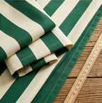 Deep Emerald and Muted Ivory Tailored Stripe Grommet Curtain Panel