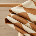 Warm Terracotta and Muted Ivory Harlequin Grommet Curtain Panel