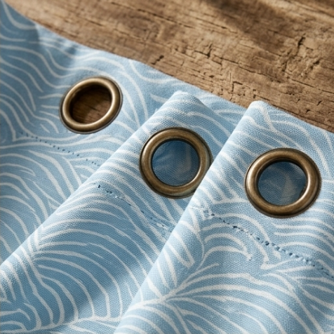 Soft Sky Blue Fluid Wave Grommet Curtain Panel
