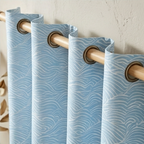 Soft Sky Blue Fluid Wave Grommet Curtain Panel