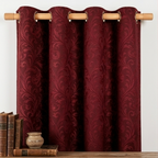 Deep Burgundy Vintage Damask Grommet Curtain Panel