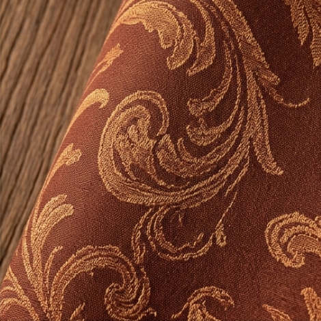Warm Rust Vintage Damask Grommet Curtain Panel