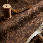Rich Espresso and Warm Taupe Vintage Damask Grommet Curtain Panel