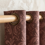 Vintage Mauve and Warm Taupe Damask Grommet Curtain Panel