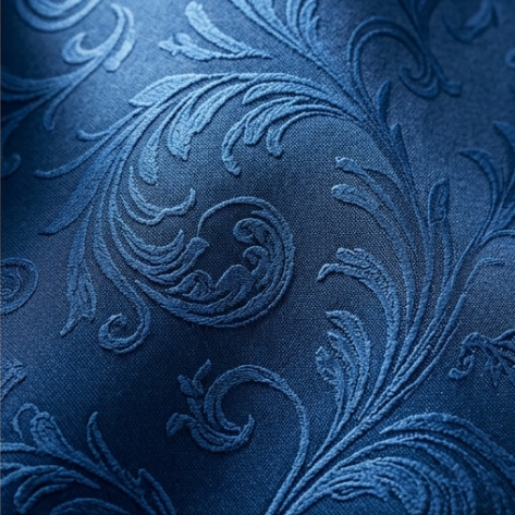 Deep Navy Vintage Damask Grommet Curtain Panel