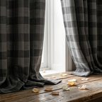 Deep Charcoal Vintage Damask Grommet Curtain Panel