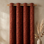 Heirloom Rust Vintage Damask Grommet Curtain Panel