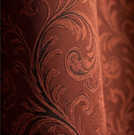 Heirloom Rust Vintage Damask Grommet Curtain Panel