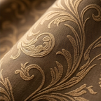 Warm Taupe and Antique Gold Vintage Damask Grommet Curtain Panel